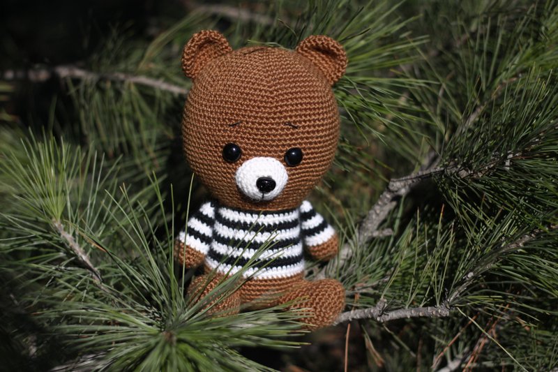 Crochet bear 7,5 inch, Crochet bear Stuffed toy, bear toy,  knitted bear - 寶寶/兒童玩具/玩偶 - 羊毛 