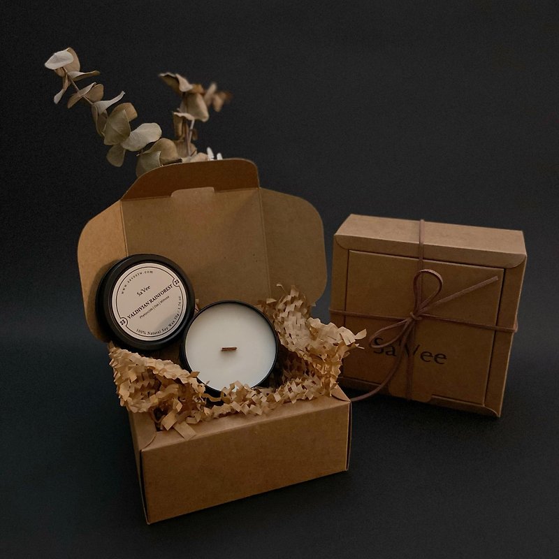 Travel Candle - Forest Gift Box with Small Card/Valdivia Rainforest Single Gift Box - เทียน/เชิงเทียน - โลหะ สีดำ