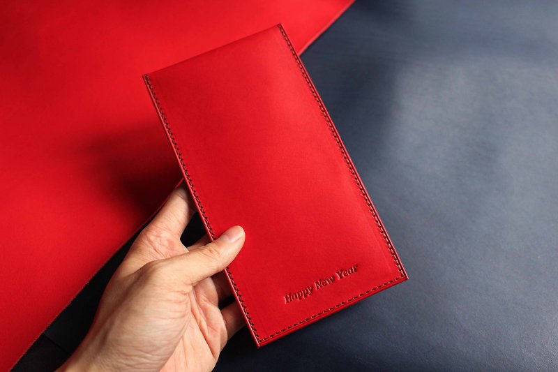【VULCAN 紅包袋 禮金袋】Red envelope  縫線可換色 可加購壓印 - 紅包袋/春聯 - 真皮 紅色