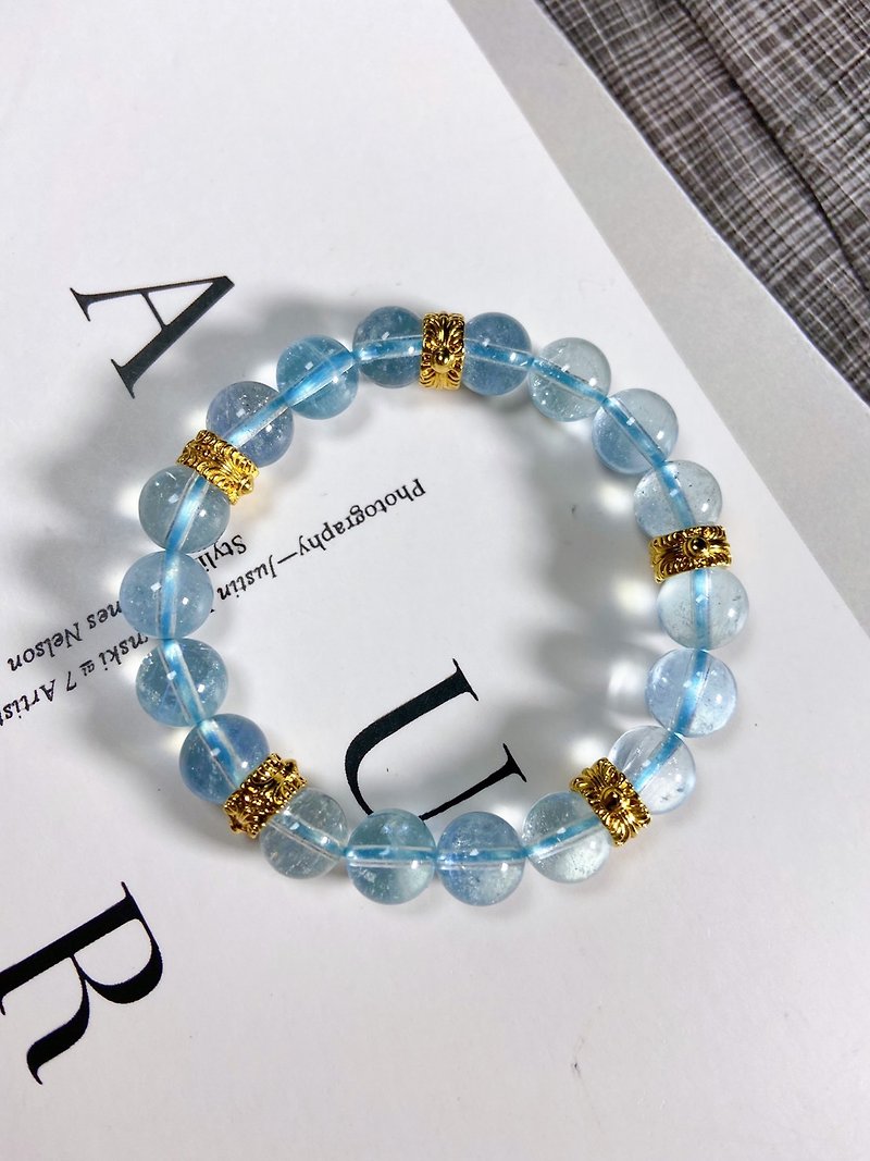 Aquamarine//Golden yellow play craft spacer - Bracelets - Crystal Blue
