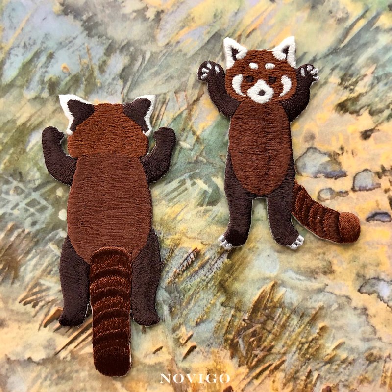 Novigo 瀕臨絕種動物熨燙刺繡 / 紅熊貓 - 徽章/別針 - 繡線 