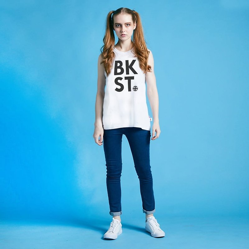 British Fashion Brand 【Baker Street】BKST Vest - Men's Tank Tops & Vests - Cotton & Hemp White