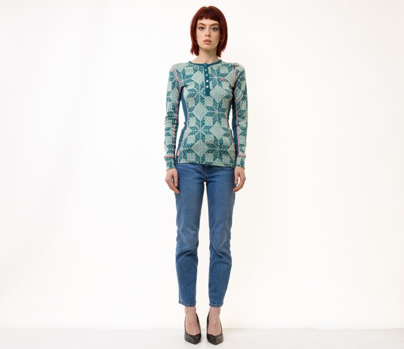 Woman Icebreaker Windbreaker Merino Wool Jumper 5253 - 女上衣/長袖上衣 - 羊毛 藍色