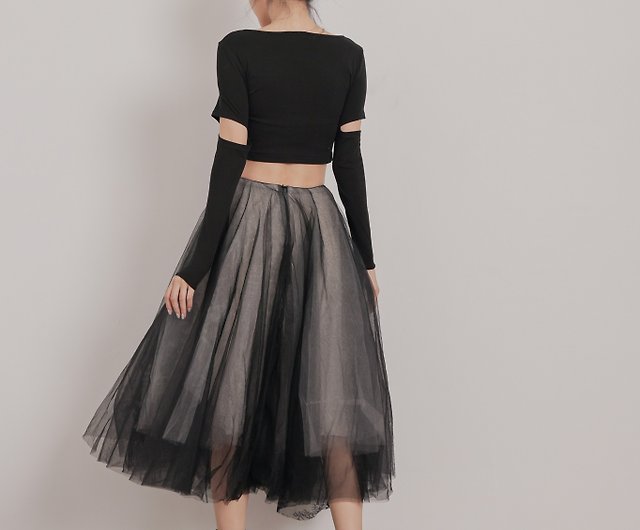 Prom ceremony-black and white layered mesh skirt - Shop no216 Skirts -  Pinkoi