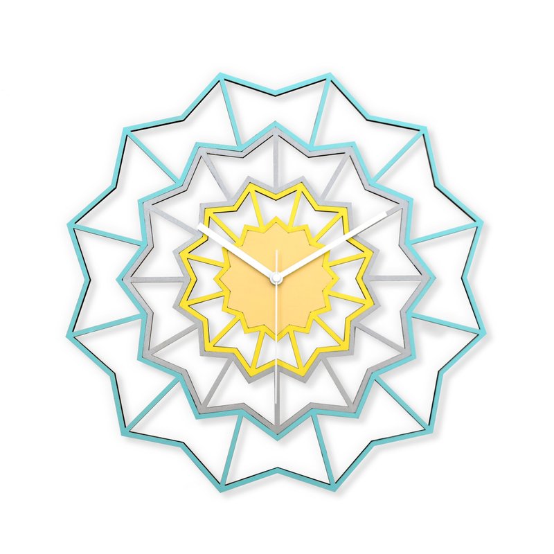 Chevron Nordic - handmade dodecagonal wall clock with filigree design - นาฬิกา - ไม้ สีน้ำเงิน