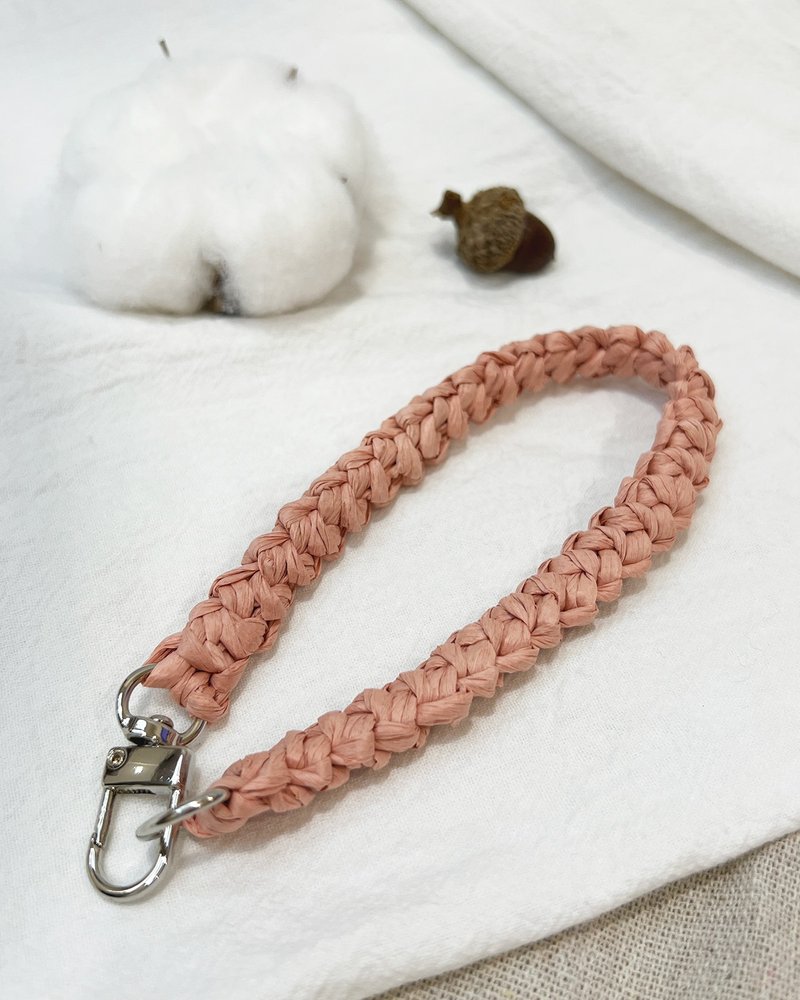 Braided mobile phone rope lanyard-raffia [sweet heart powder]-short rope/wrist lanyard/strap/short mobile phone lanyard/ - Lanyards & Straps - Paper 