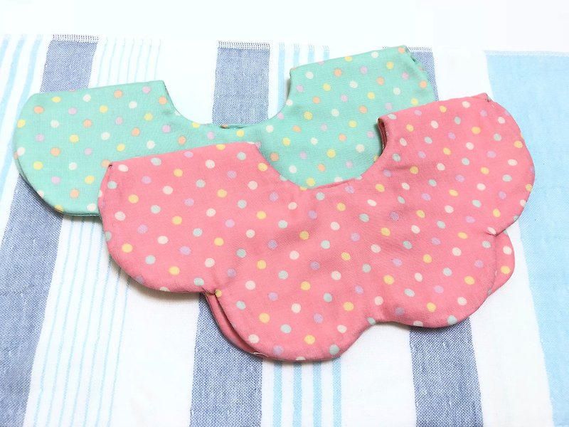 可愛點點(粉)/日本八層紗三階段成長型圍兜.口水巾-雙面花瓣造型 - 嬰兒飾品 - 棉．麻 粉紅色