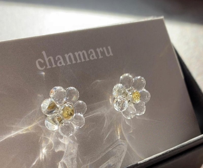 glass flower - Earrings & Clip-ons - Glass Transparent