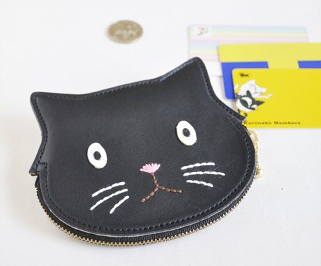 ハンドメイド 黒猫モチーフ バイカーズウォレット ハンドメイド 黒猫