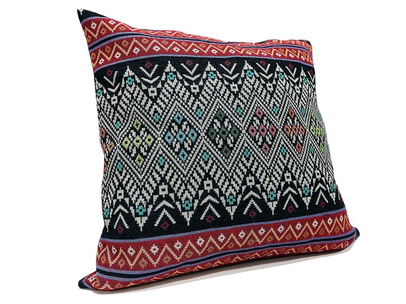 Thai Woven Cotton Pillow cases Handmade Decorative Pillow Covers Tribal pillow - 枕頭/抱枕 - 棉．麻 多色
