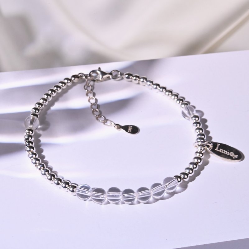 Stone Collection | April White Crystal Sterling Silver Bracelet - สร้อยข้อมือ - เครื่องเพชรพลอย ขาว