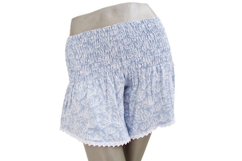 Summer Girl! Coral print shorts <ice gray> - Women's Shorts - Other Materials Blue