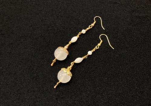 美人魚手創藝術 Sea Maidens Jewelry 【月光白茶】 水晶玉石 手工耳環