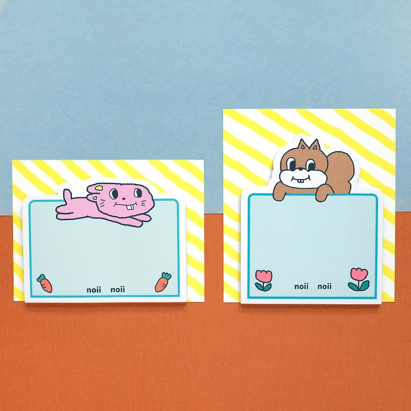 松鼠小兔造型便條組 2入 - 便條紙/便利貼 - 紙 粉紅色