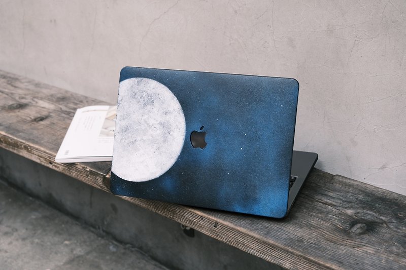 手描きのブルーオーロラムーンMacBookケース - タブレット・PCケース - 合皮 