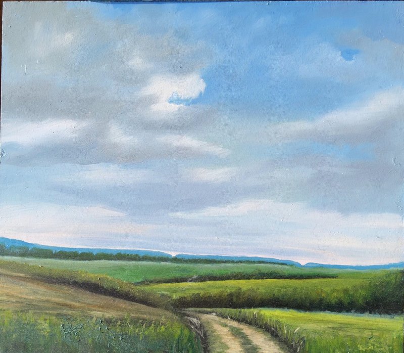 Tuscan Painting Landscape Original Art Canvas Painting Italian Wall Art - 插畫/繪畫/寫字 - 其他材質 