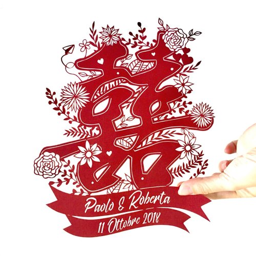 Papierlogue 客製化喜喜紙雕(含框) |生日禮物 | 結婚禮物 | 感謝禮物 |紀念品