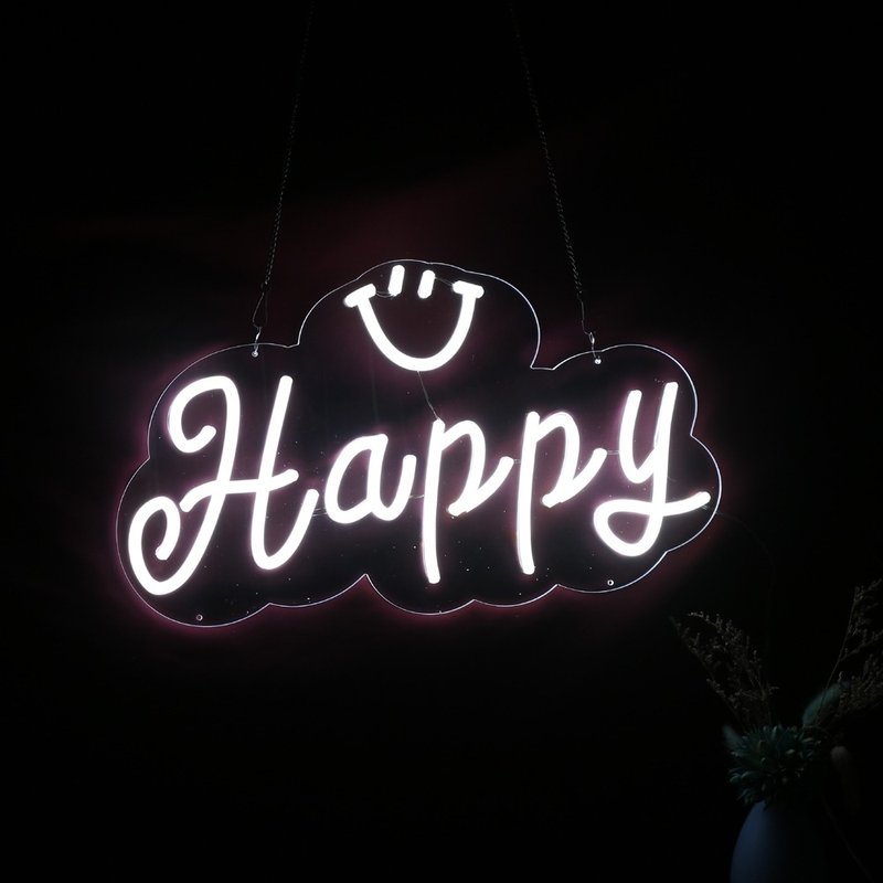笑臉霓虹燈Smiley LED發光字Neon Sign裝飾廣告招牌Room Neon - 燈具/燈飾 - 壓克力 透明