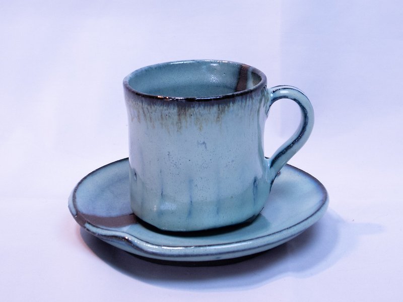 陶 杯子 藍色 - Aohai series Chamfer Coffee Cup