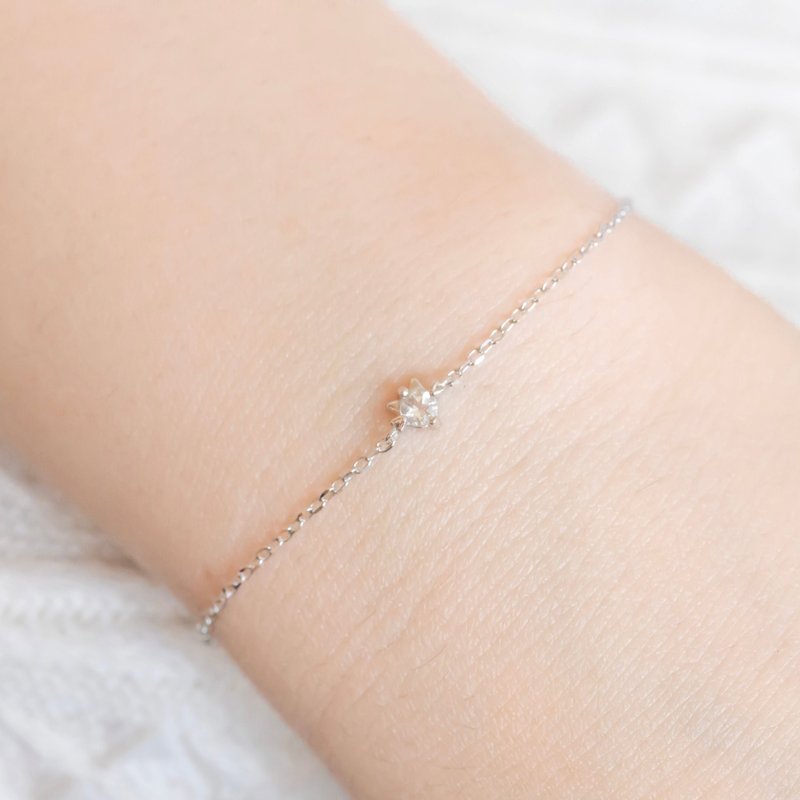 White crystal 925 sterling silver cat bracelet - สร้อยข้อมือ - คริสตัล สีเงิน