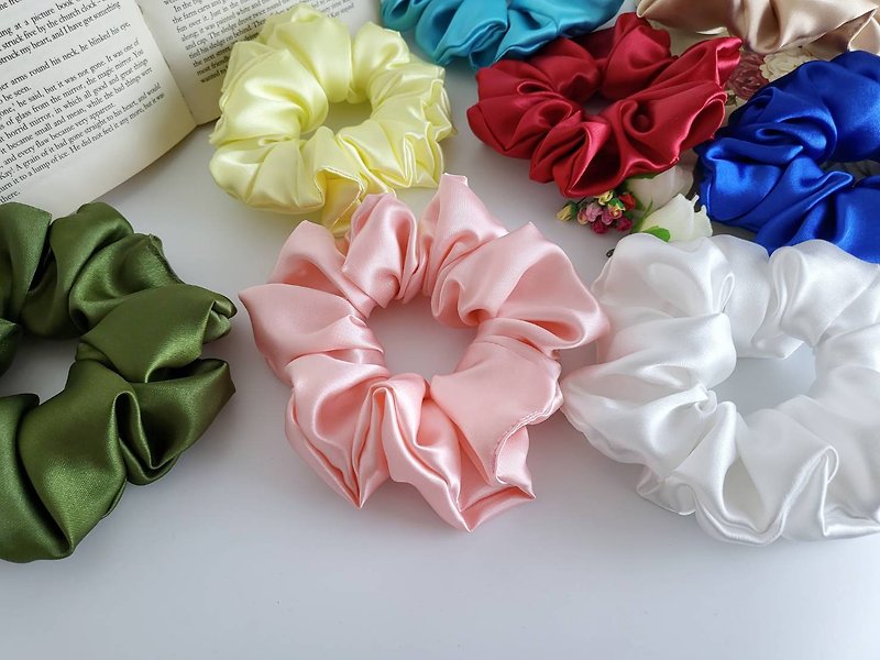 Satin Scrunchies Collection Handmade 100% (M) - Hair Accessories - Silk Multicolor