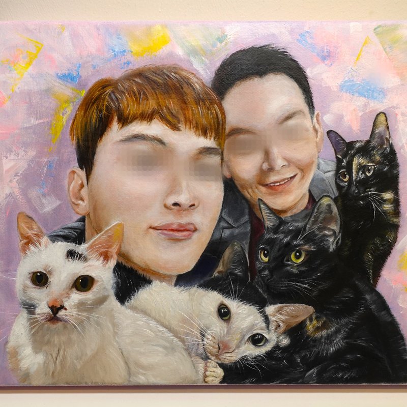 Customized pet/character/family portrait oil painting - ภาพวาดบุคคล - วัสดุอื่นๆ 