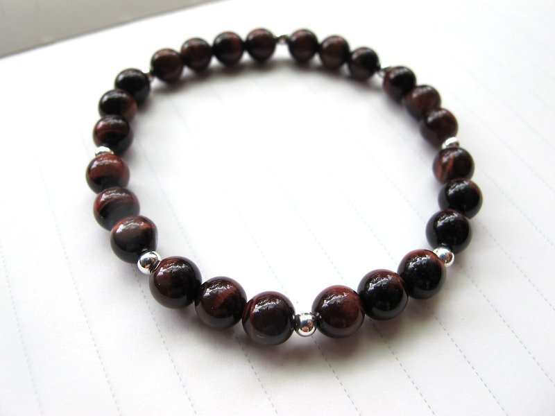 Red tiger eye 925 sterling silver ornaments [no fear] enhance luck and avoid evil - Bracelets - Crystal Red
