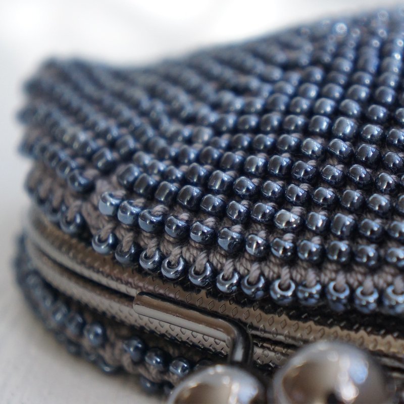 Ba-ba handmade Beads crochet pouch No.1807 - 化妝包/收納袋 - 其他材質 灰色