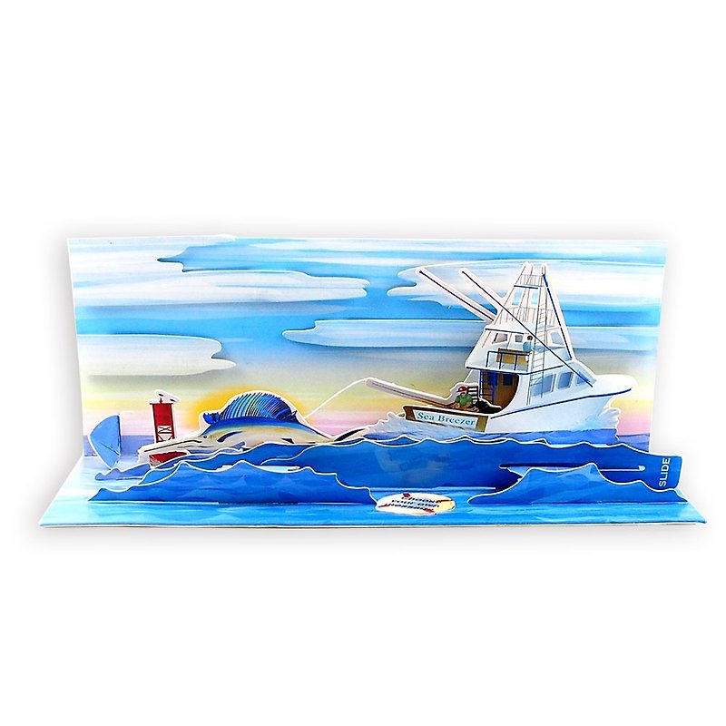 立體卡－海釣船【Up With Paper-立體卡片 多用途】 - 心意卡/卡片 - 紙 多色
