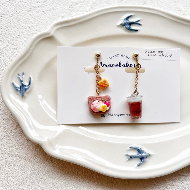 earrings / miniature bread - ต่างหู - ดินเหนียว สีนำ้ตาล