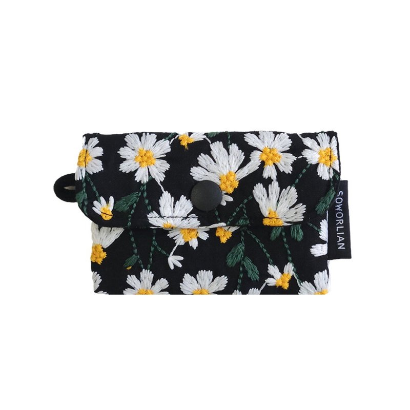 Soworlian_Simple Card Wallet / Dandelion Black - 名片夾/名片盒 - 棉．麻 黑色