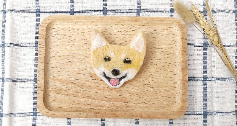 Needle Felt Dog Shiba Inu Brooch - Badges & Pins - Wool Orange