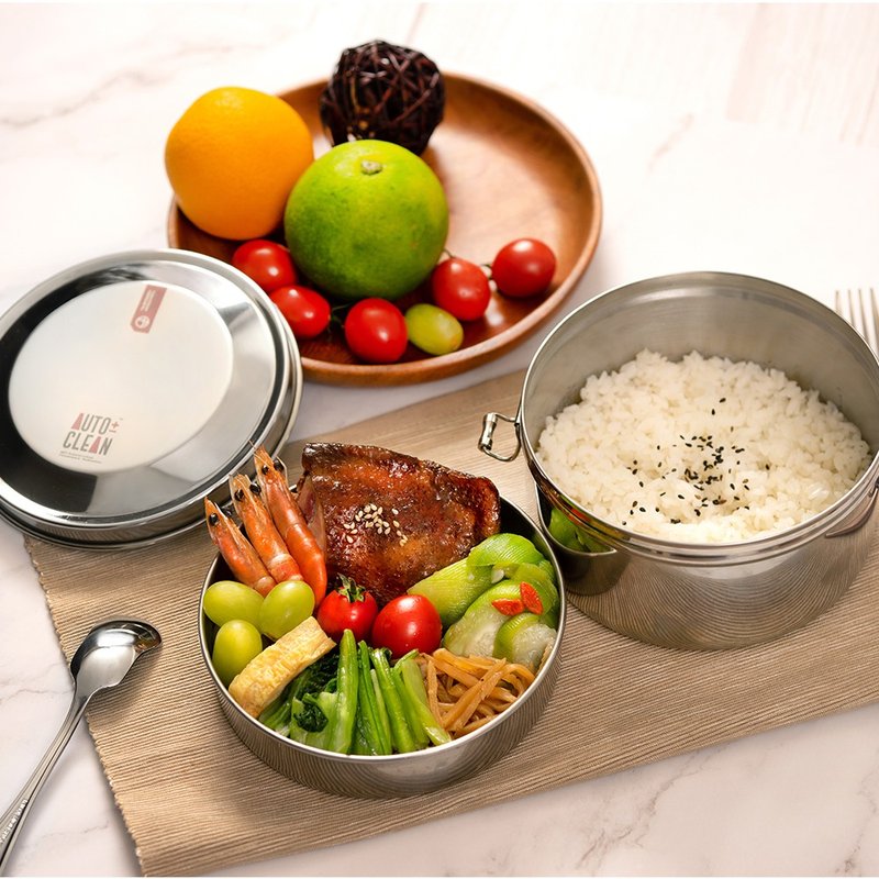 福利品/物理抗菌便當盒/雙層1060ML・台灣製造 - 便當盒/食物袋 - 其他金屬 銀色
