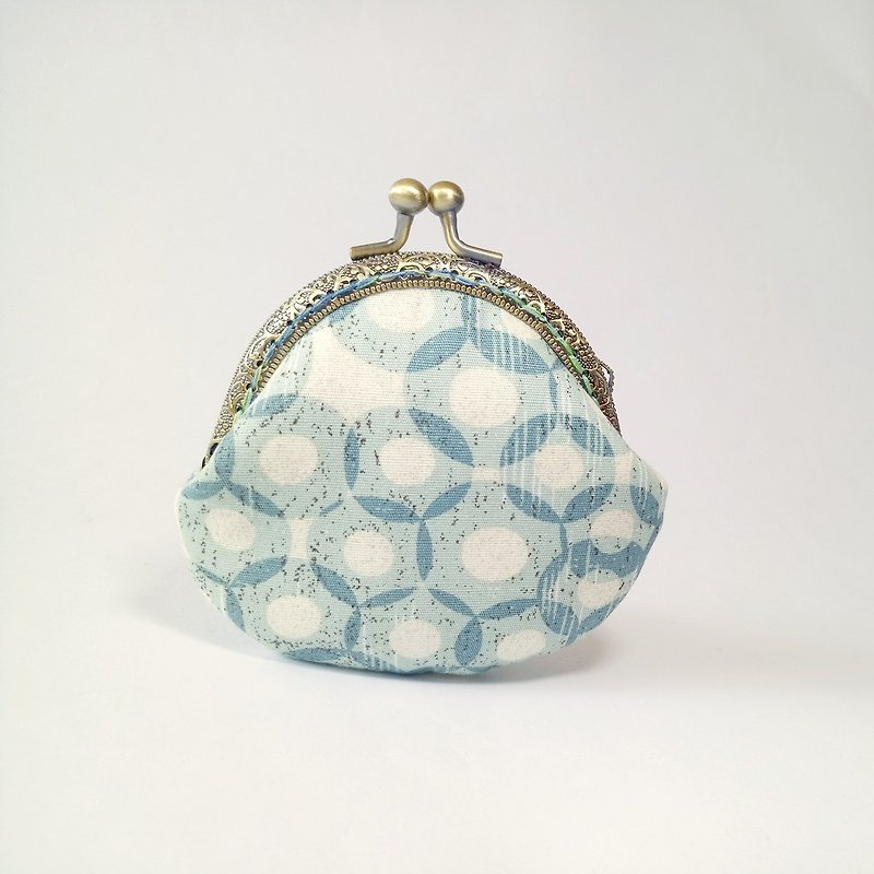 [Time 涟漪 - Blue] mouth gold bag purse clutch bag Christmas exchange gift New Year gift - กระเป๋าคลัทช์ - ผ้าฝ้าย/ผ้าลินิน สีน้ำเงิน