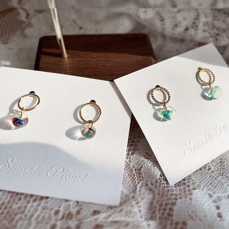 Geometric color-American teardrop earrings Tears drop Earrings - ต่างหู - เงิน หลากหลายสี