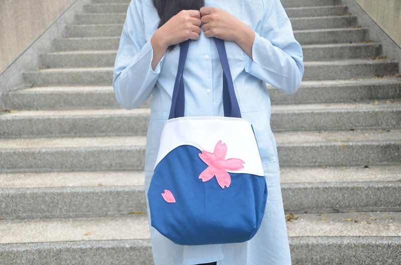 Day and cherry blossom tote - Handbags & Totes - Cotton & Hemp Pink