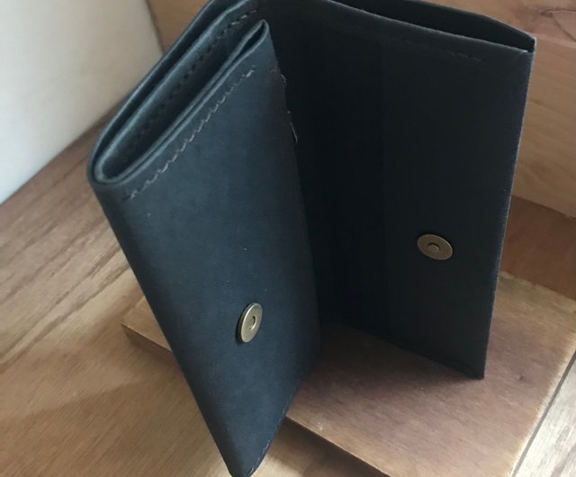 Washed Zipper Middle Wallet/Chu Black-*Vegan Paper Leather-New Product -  Shop op-zolder Wallets - Pinkoi