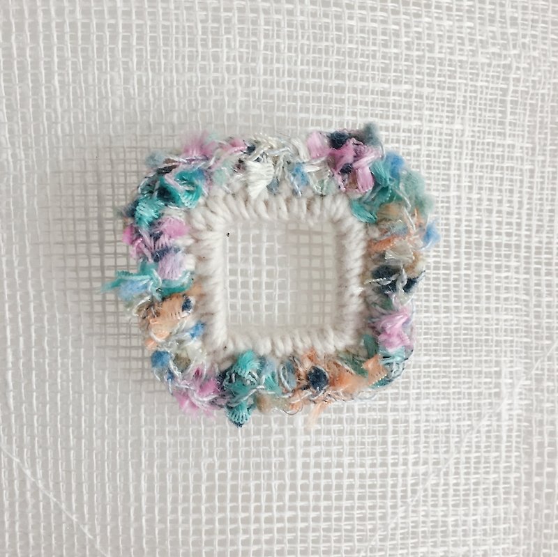 Crochet  ｜  Rectangle - Brooches - Cotton & Hemp Multicolor
