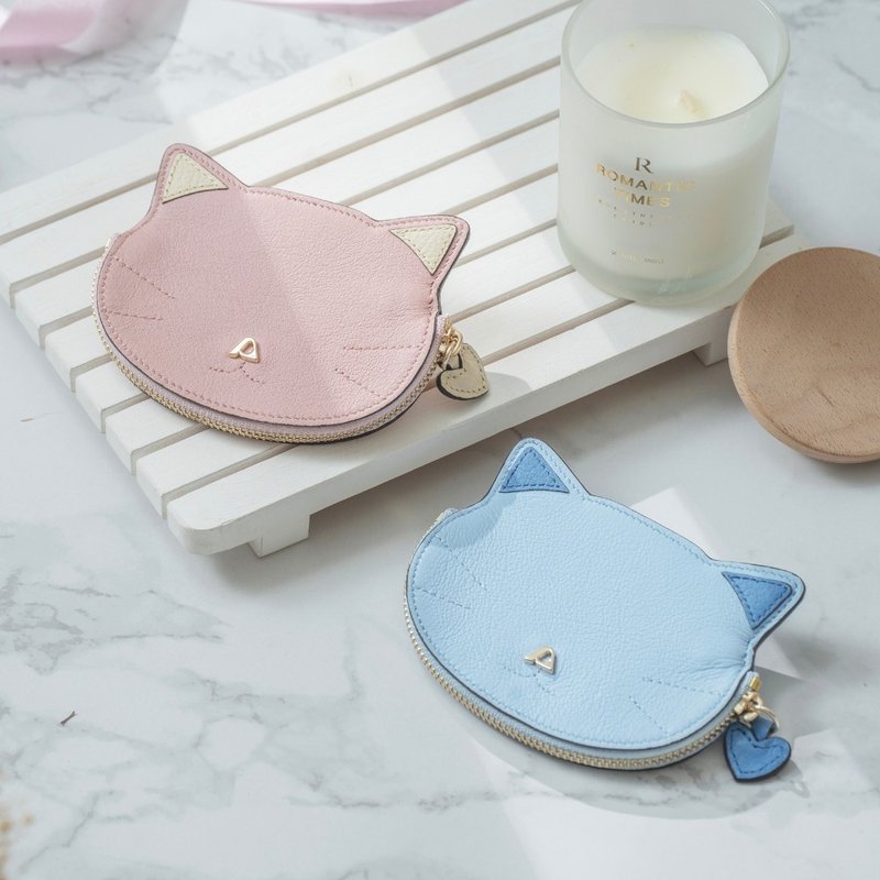 PA-Kitty cat leather coin purse-multiple colors to choose from - กระเป๋าใส่เหรียญ - หนังแท้ หลากหลายสี