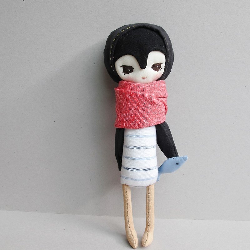 南極企鵝精靈 - 公仔模型 - 棉．麻 黑色