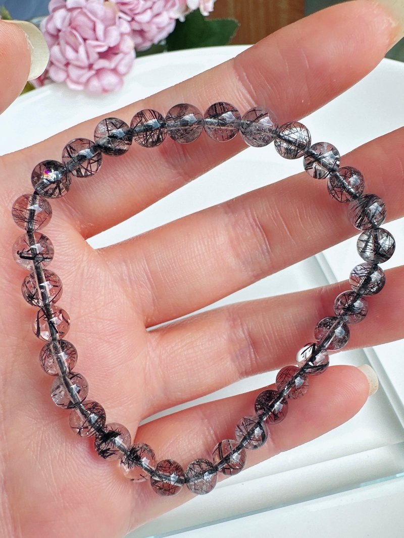 Xinchen - black hair crystal string - สร้อยข้อมือ - คริสตัล สีดำ