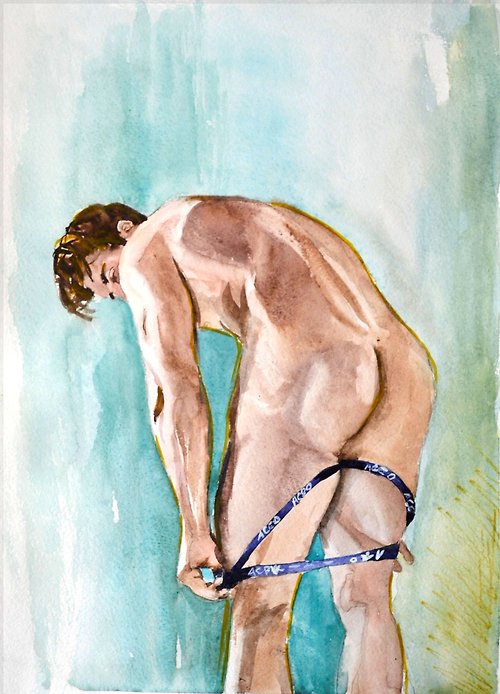 奥利弗卡纳特 Butt Painting Male Nude Original Art Sexual Art Naked Man Artwork Gay Wall Art