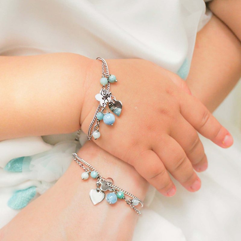 [Parent-Child Bracelet Double*Sister Chain*Parent-Child Chain | Commemorative Engraving | Customization - Bracelets - Gemstone 