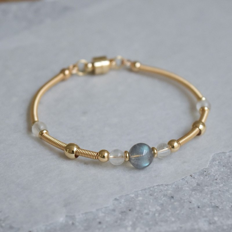 [Tears of Undine] Labradorite / Stone/ 14K gold-coated bracelet - สร้อยข้อมือ - คริสตัล สีทอง