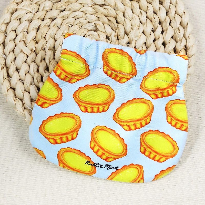 Hong Kong style cafes food export gold purse (egg tarts) - (PA096) - กระเป๋าใส่เหรียญ - ผ้าฝ้าย/ผ้าลินิน สีน้ำเงิน