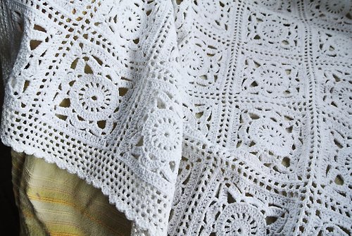 Sunny Bears 嬰兒毯 White lace crochet baby blanket Cotton knitted crib blanket for newborn
