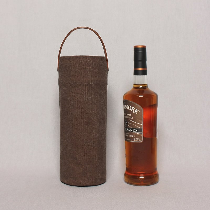 Kettle bag beverage bag mug bag wine bag - Mocha brown / portable - ถุงใส่กระติกนำ้ - ผ้าฝ้าย/ผ้าลินิน สีนำ้ตาล