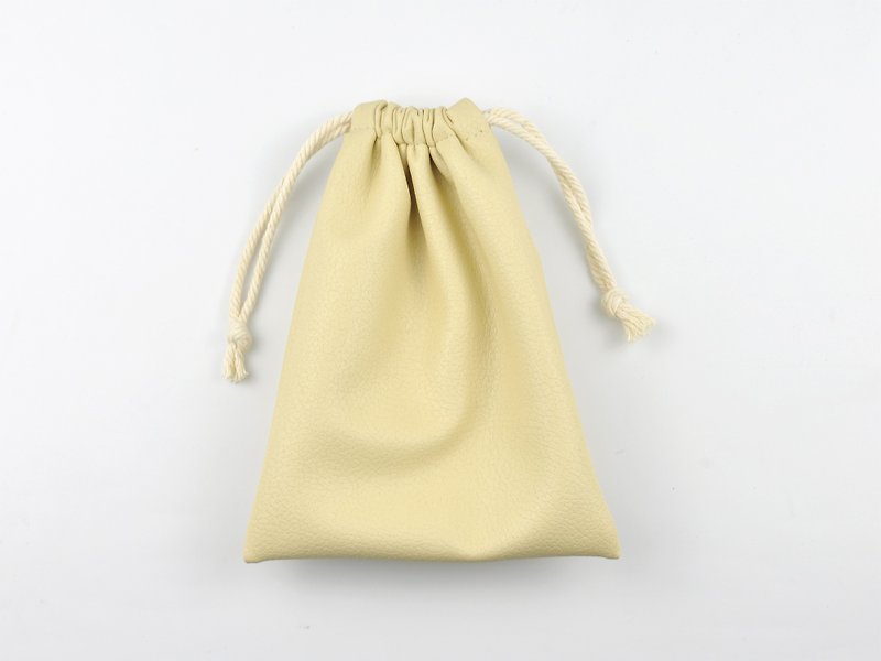 Soft PU Leather Drawstring Bag, Small String Pouch, Gift Bags, Beige - ポーチ - 合皮 オレンジ