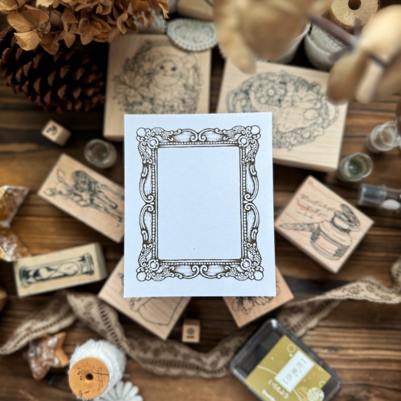 new / no.209 victorian frame stamp-Square frame / Ships on December 15th - Stamps & Stamp Pads - Wood 