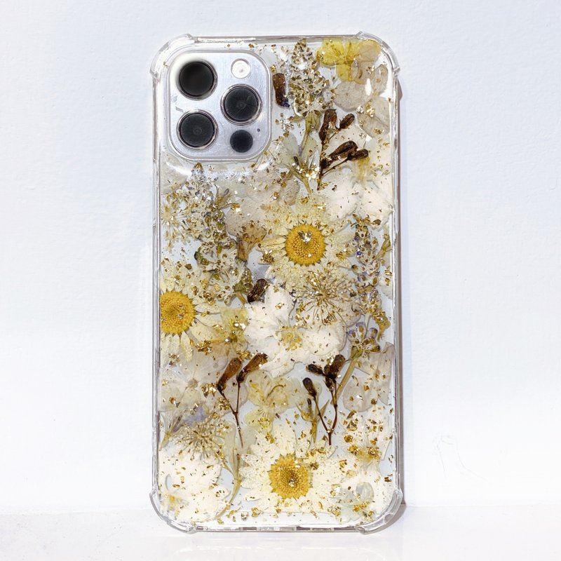 [Molafu hand-made design] Dry flower phone case - Other - Resin White